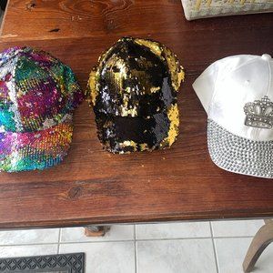 3 Reversible Sequins, Bling, Vegas hats